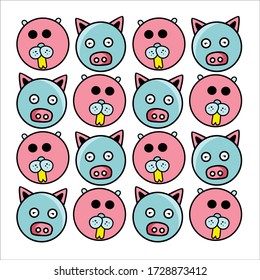 cat with pig pattern - background template vector eps10