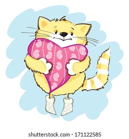 cat with a pillow