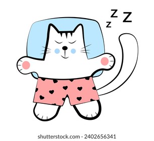 Cat in pink shorts sleeping