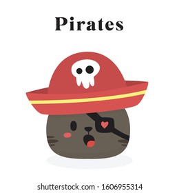 Cat Pirate Illustration. Vector EPS 10. Editable. Easy to Use.
