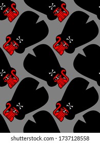 Cat pirate pattern seamless. Pet buccaneer ornament. Grumpy Cat filibuster background. vector texture