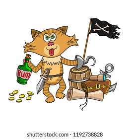 Cat pirate, sea kitten bully, Cat Character with Pirate Attributes