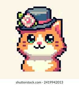 cat pixel art 8 bit