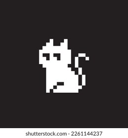 Cat in pixel art - Cute kawaii style pixel kitten in retro 1-bit game style - used for presentations, logo, stickers, icons, and can be applied to t-shirt screen printing