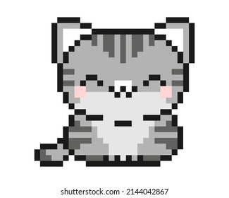 cat Pixel Art isolated on white Background. Vector illustration.