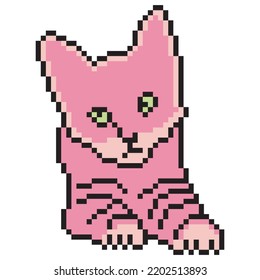 Cat pixel art isolated on white background. Vector illustration.