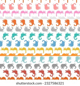 Cat pixel art pattern seamless. 8 bit pat background. pixelated Baby fabric texture