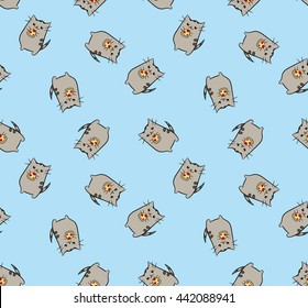 Cat with pizza seamless pattern 
