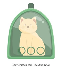 Cat plastic box icon cartoon vector. Pet case. Carry pet