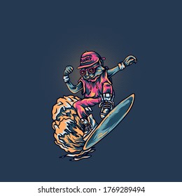 cat play surf in summer day