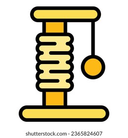 vector de contorno de icono de torre de reproducción de gato. Muebles de juguete. Color del hogar de la comida