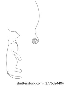Juego de gatos con bola de juguete. Ilustración del vector