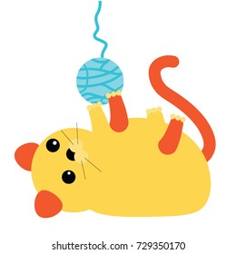 the cat is played with a bunch of threads