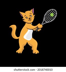cat is playing art ennis funny cat picture gift wo flowy art ank art op vector design illustration print poster