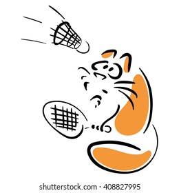 Cat playing badminton