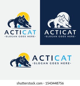 Cat Playing Ball Logo Templates