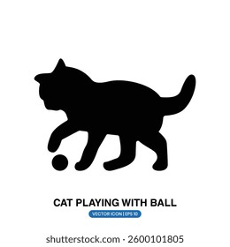 Cat playing with ball silhouette vector design on a white background