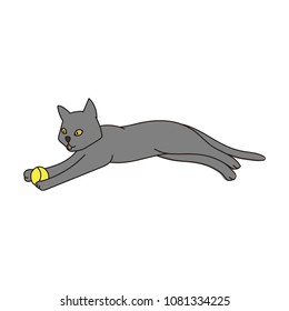 Cat playing with ball. Vector illustration