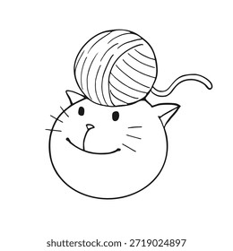 gato jogando com bola de lã para colorir design