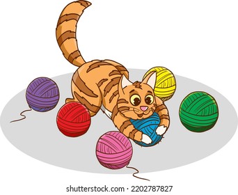 cat playing with balls of rope.eps
