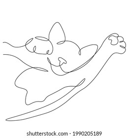 The cat is playing. A continuous line. Vector illustration drawn with a single line.