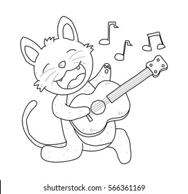 Cat Playing Guitar Doodle Stock Vector (Royalty Free) 566361169