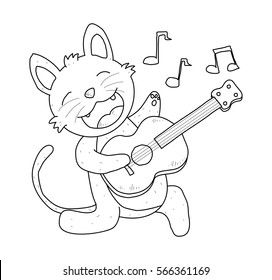 cat playing the guitar doodle