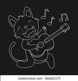 cat playing the guitar doodle