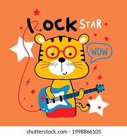 cat playing guitar funny animal cartoon