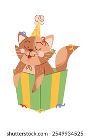 Cat playing happy birthday balloon