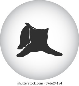 Cat playing kitten silhouette simple icon on round background