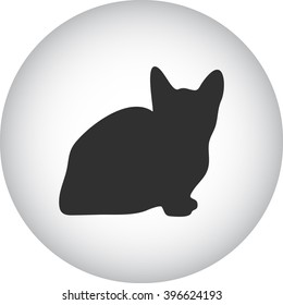 Cat playing kitten silhouette simple icon on round background