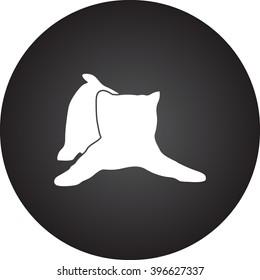 Cat playing kitten silhouette simple icon on round background