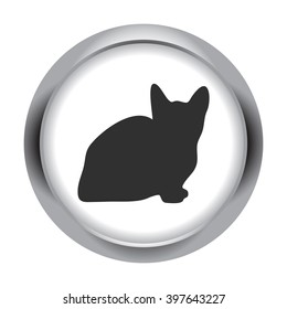 Cat playing kitten silhouette simple icon on round background