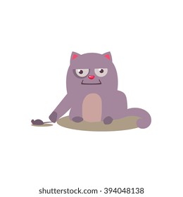 Cat Playing With Mouse Adorable Emoji Flat Vector Caroon Style Isolated Icon 