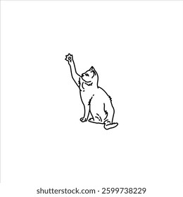cat playing outline illustration. cat line illustration.
