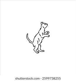 cat playing outline illustration. cat line illustration.

