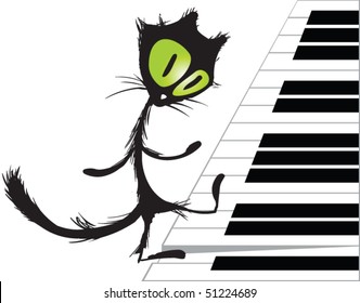 Cat Playing The Piano