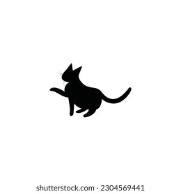 Cat playing raising paw silhouette