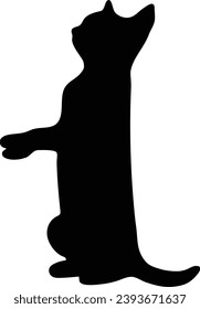 Cat playing silhouette, cat sitting vector, cat standing black on white background 
