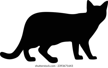 Cat playing silhouette, cat sitting vector, cat standing black on white background 
