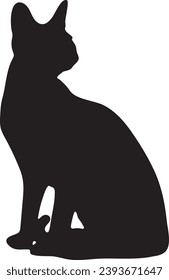 Cat playing silhouette, cat sitting vector, cat standing black on white background 