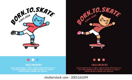 cat playing skateboard in hype style. illustration for t shirt, poster, logo, sticker, or apparel merchandise.