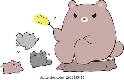 A cat playing with a teddy bear.