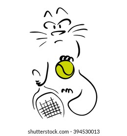 Cat playing tennis