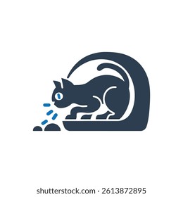 Cat Playing with Toy Icon On White Background