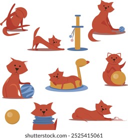 Cat playing with toys sticker collection 