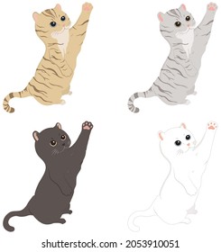 A cat playing with toys. Vector illustration