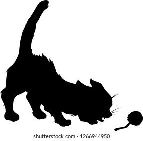 Cat playing vector silhouette