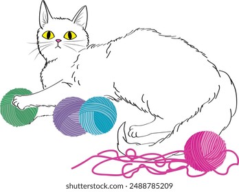 cat playing with a yarn ball 3